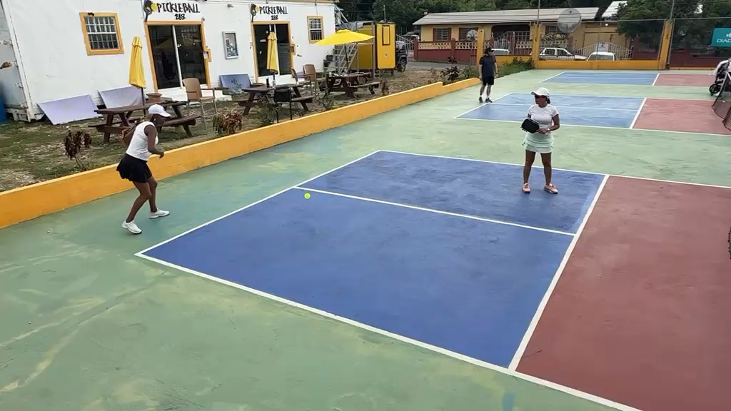 Point in progress right outside the Pickleball268 Antigua clubhouse